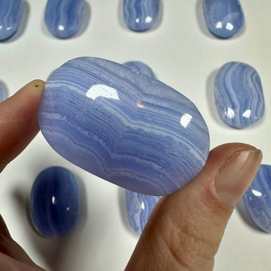 Blue Lace Agate Palm Stone (A)