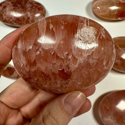 Rose Calcite Palm Stone (D)