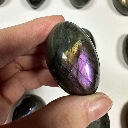 Purple flash Labradorite Palm Stone (B)