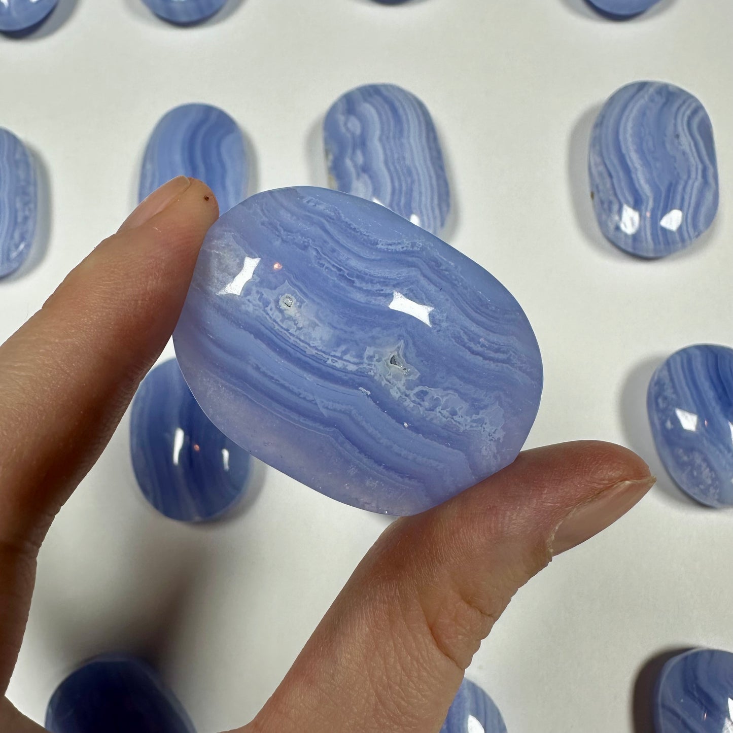 Blue Lace Agate Palm Stone (F)