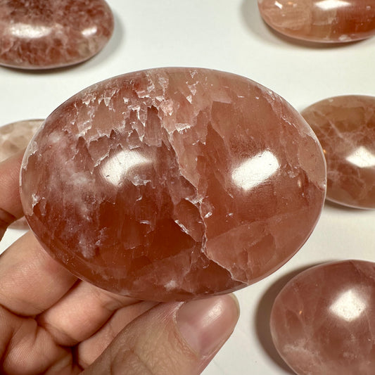 Rose Calcite Palm Stone (D)