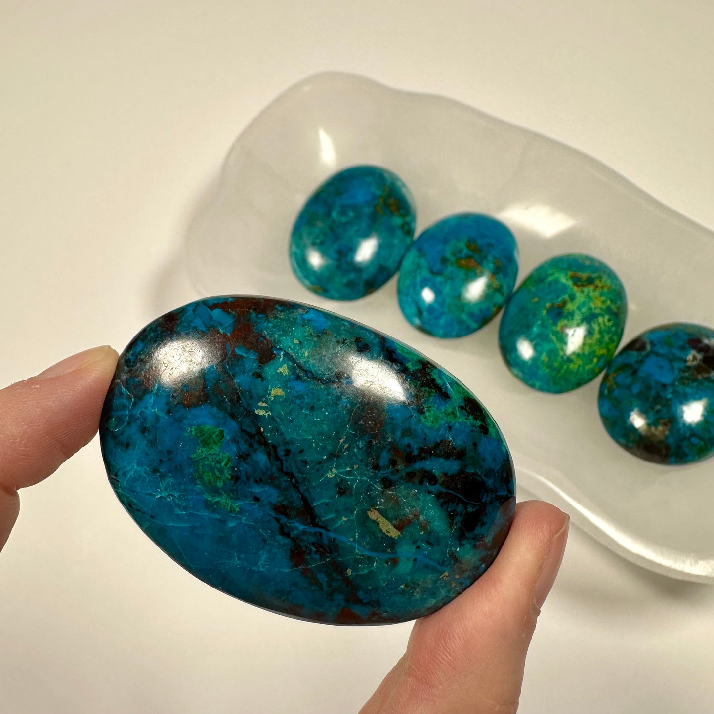 Peruvian Chrysocolla Palm Stone (C)