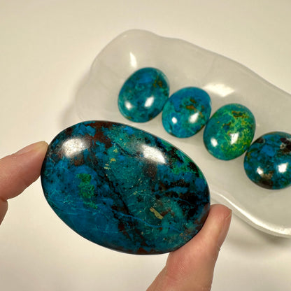 Peruvian Chrysocolla Palm Stone (C)