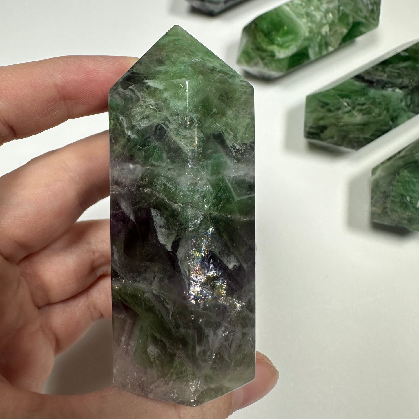 Green & Purple Fluorite tower (D)