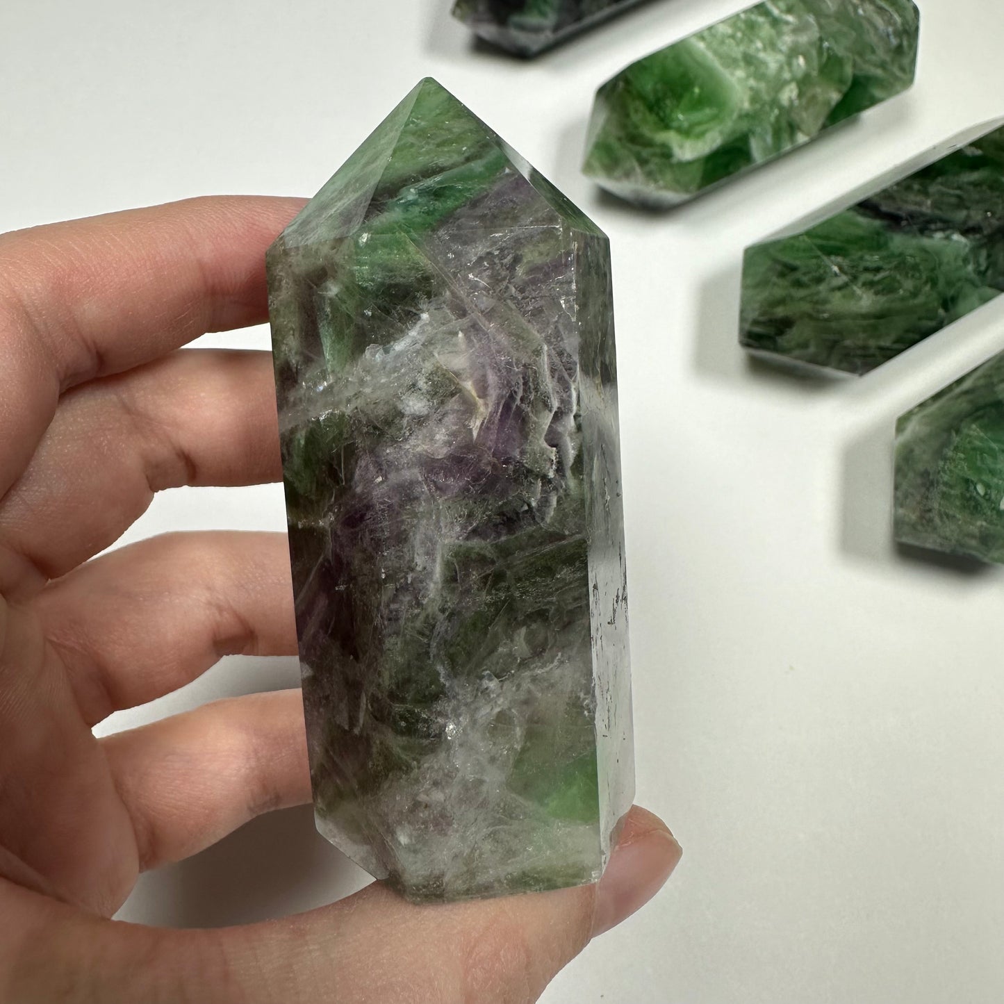Green & Purple Fluorite tower (D)