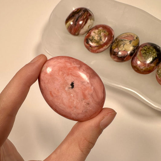 Peruvian Strawberry Pink Opal Palm Stone (I)
