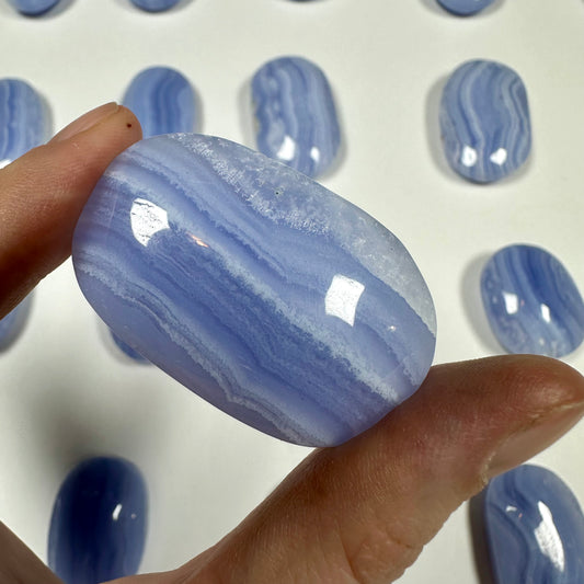 Blue Lace Agate Palm Stone (D)