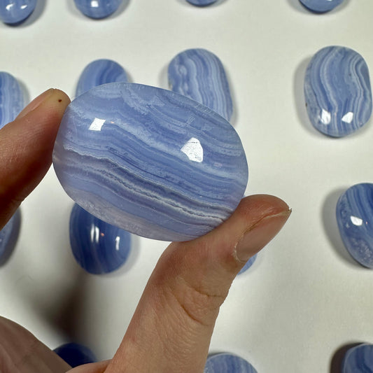 Blue Lace Agate Palm Stone (E)