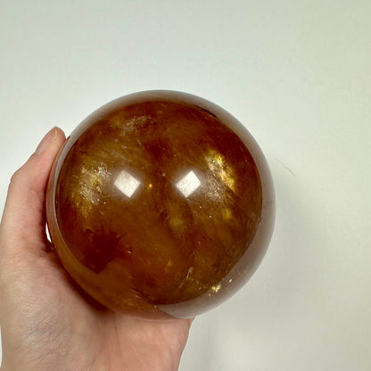 Large Deep Honey Calcite Sphere