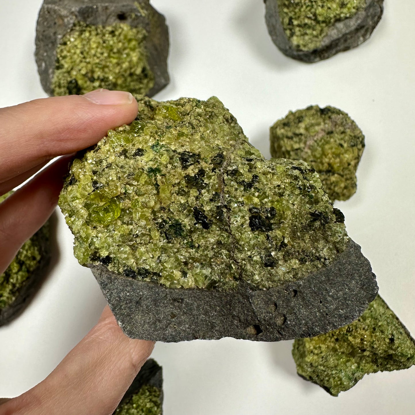 Peridot Cluster on Basalt (D)