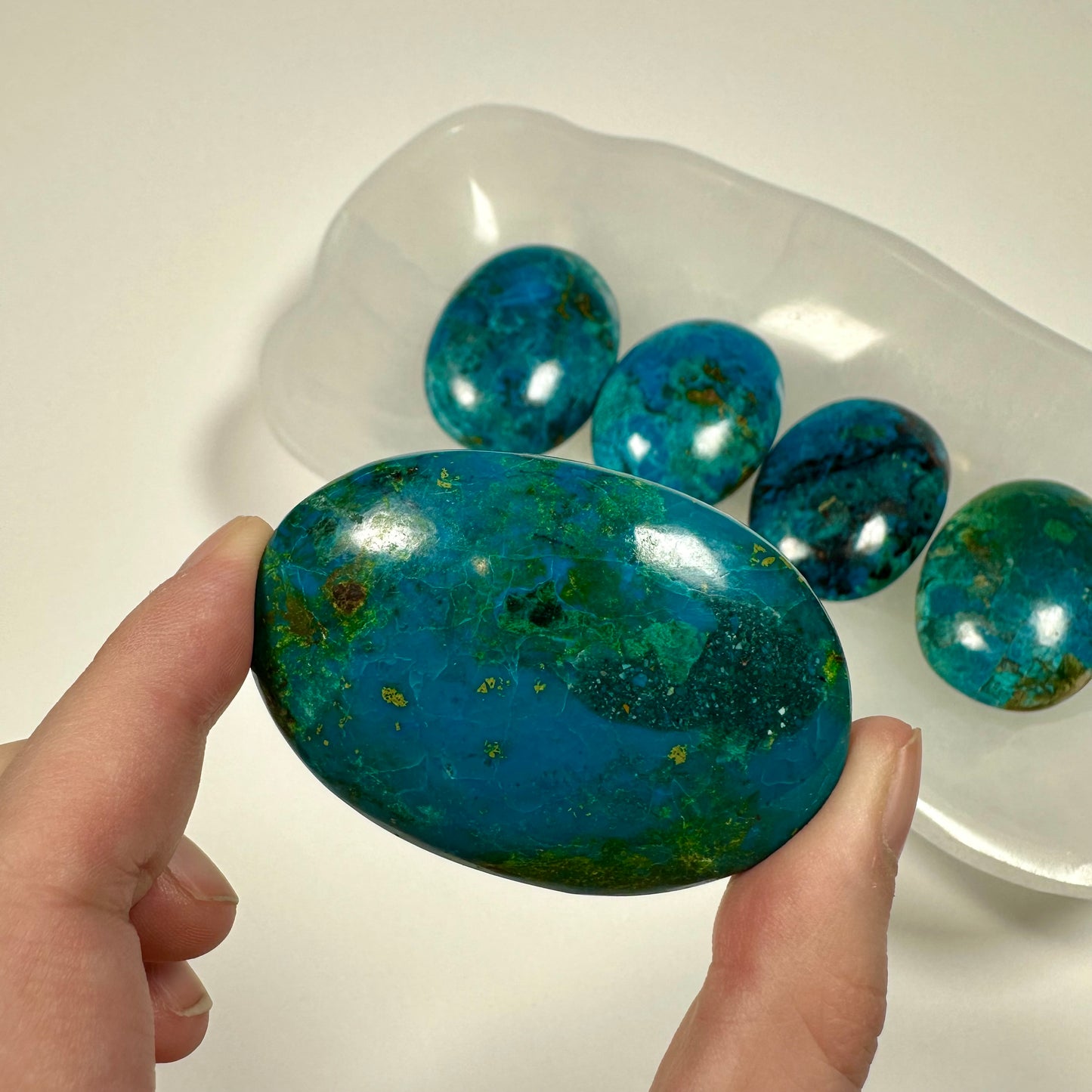 Peruvian Chrysocolla Palm Stone (D)
