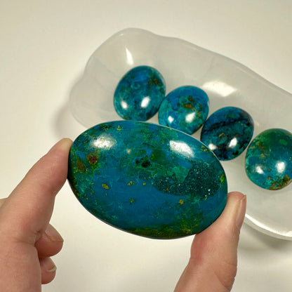 Peruvian Chrysocolla Palm Stone (D)
