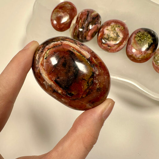 Peruvian Strawberry Pink Opal Palm Stone (F)