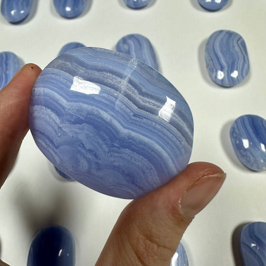 Blue Lace Agate Palm Stone (B)
