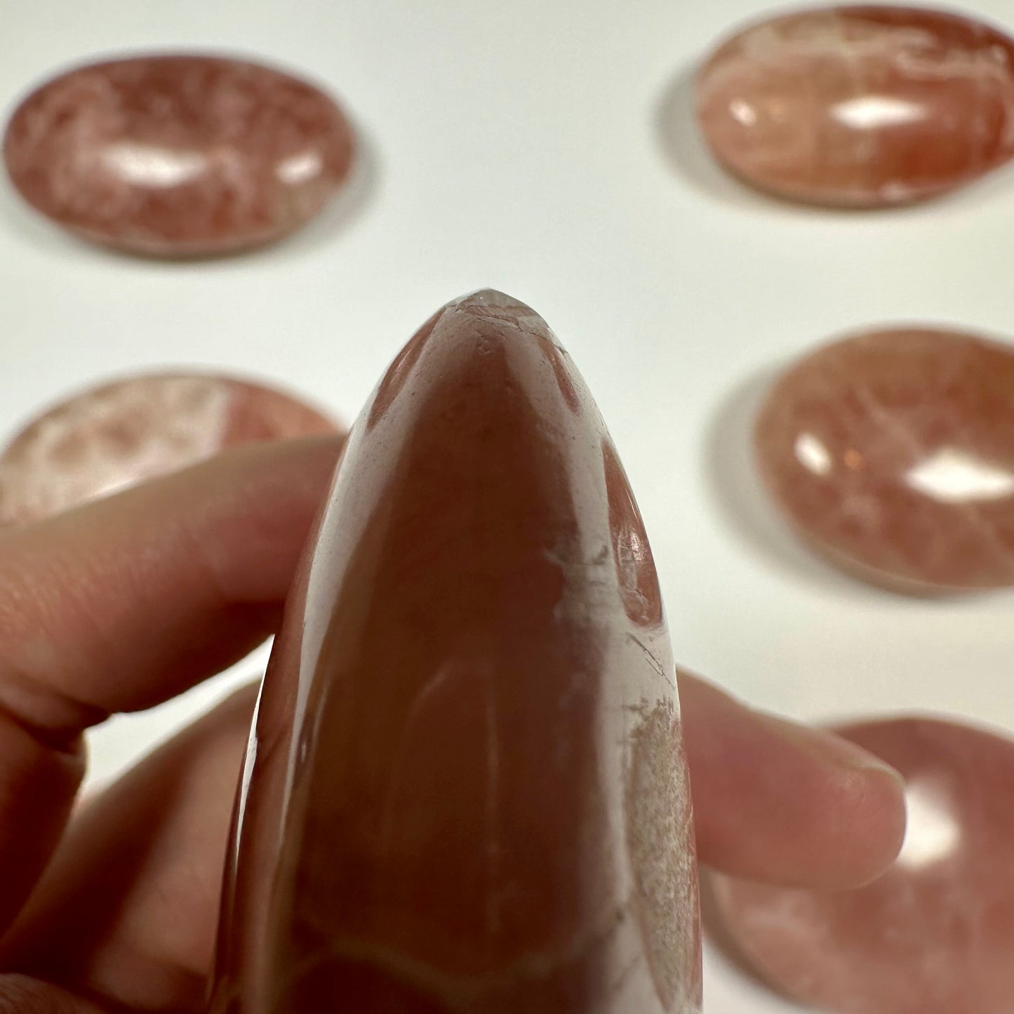 Rose Calcite Palm Stone (D)