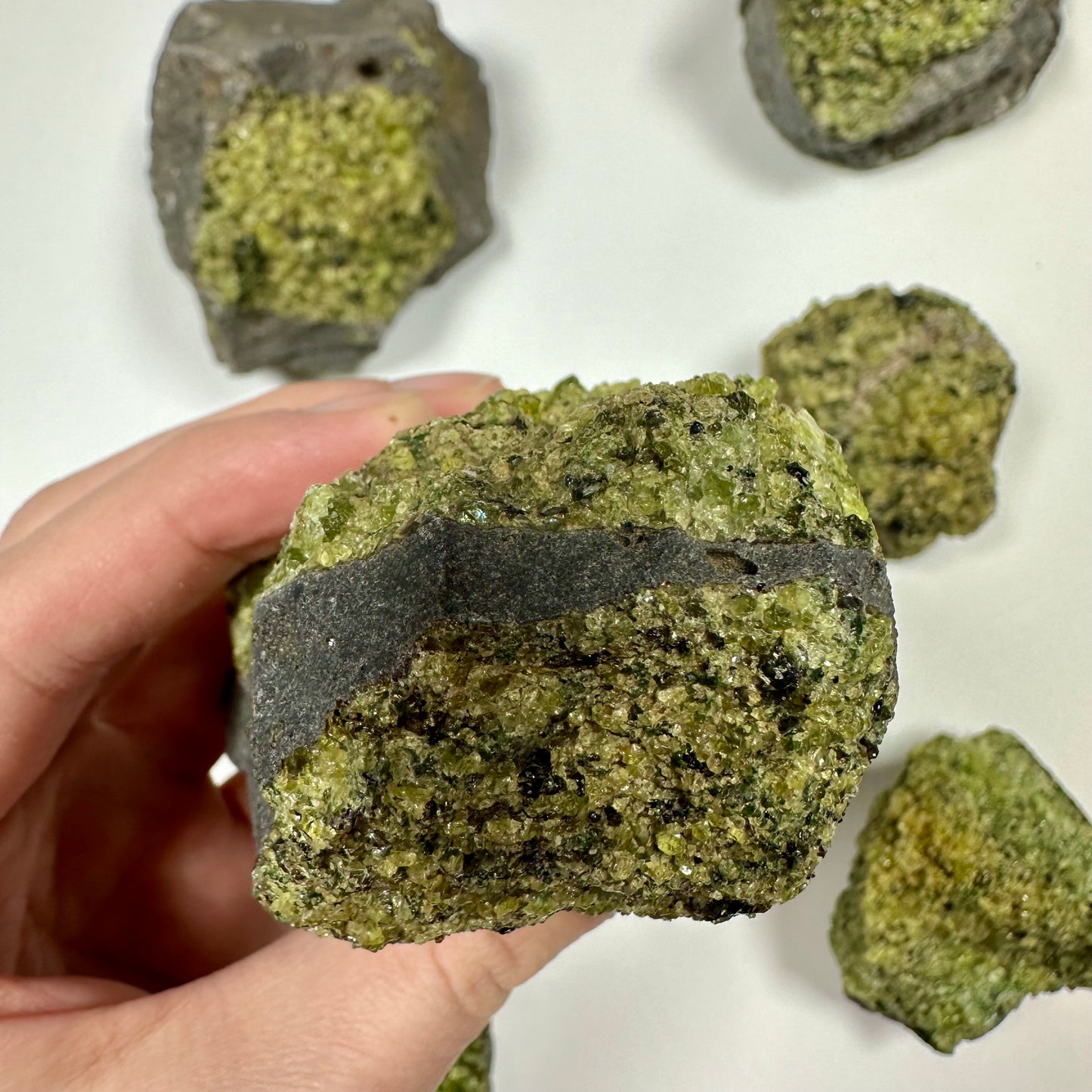 Peridot Cluster on Basalt (D)