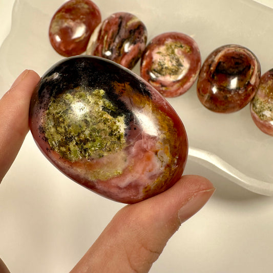 Peruvian Strawberry Pink Opal Palm Stone (E)