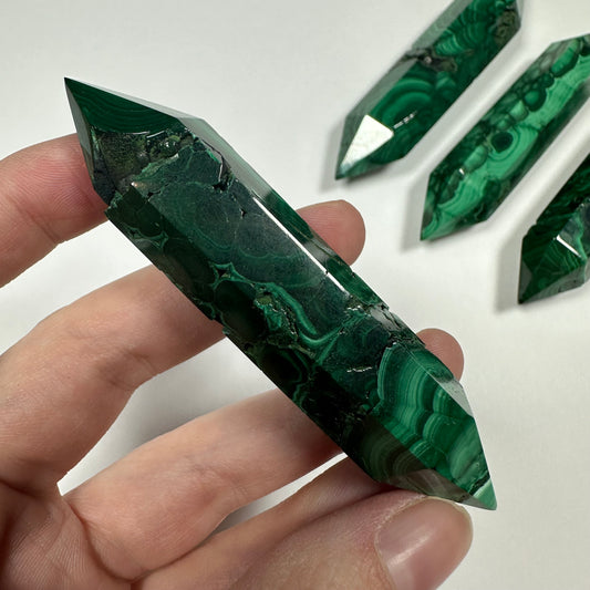 Druzy Malachite Double Terminated Point (A)