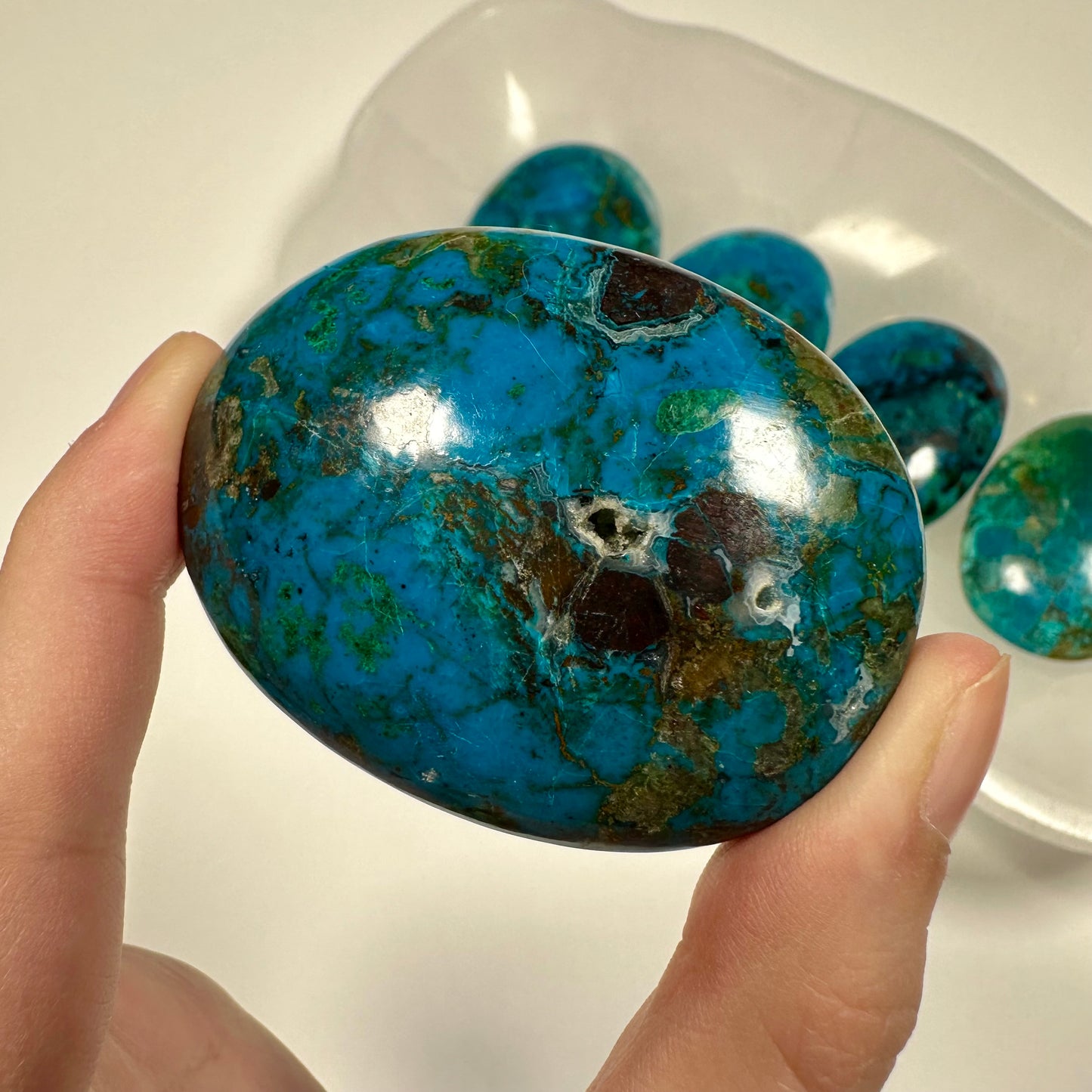 Peruvian Chrysocolla Palm Stone (E)