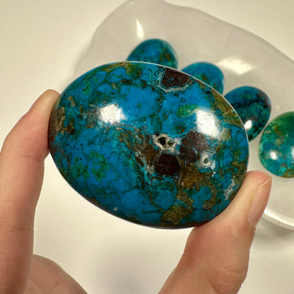 Peruvian Chrysocolla Palm Stone (E)