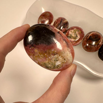 Peruvian Strawberry Pink Opal Palm Stone (D)