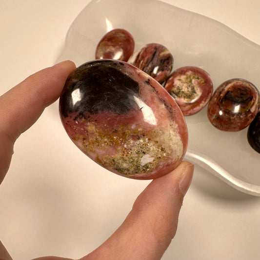Peruvian Strawberry Pink Opal Palm Stone (D)