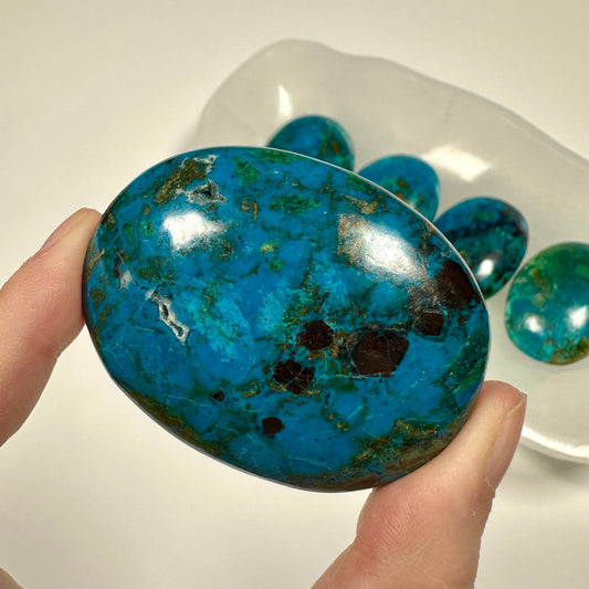 Peruvian Chrysocolla Palm Stone (E)