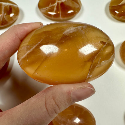 Honey Calcite Palm Stone (D)