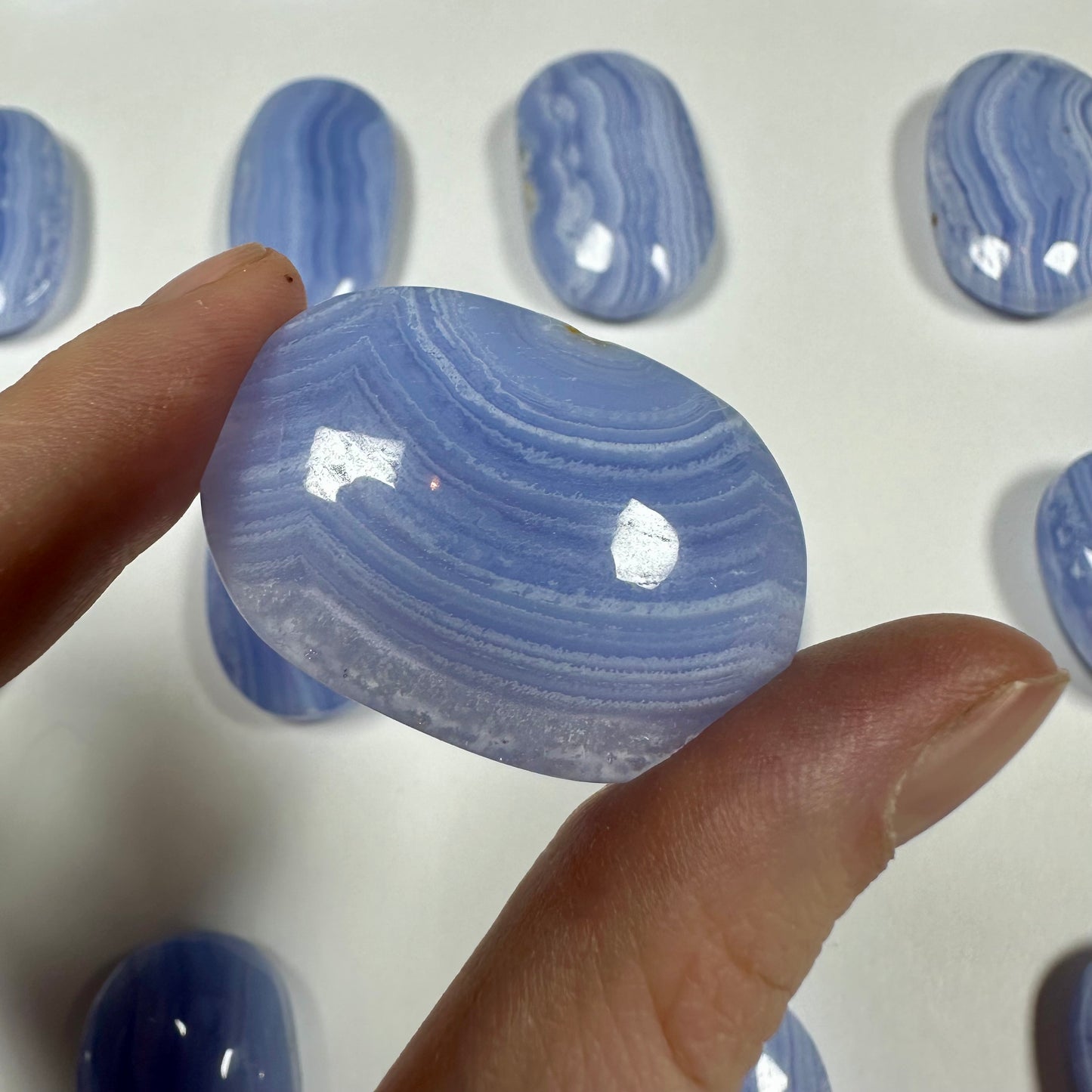 Blue Lace Agate Palm Stone (H)
