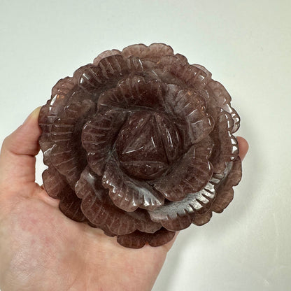 Strawberry Quartz Flower Carving