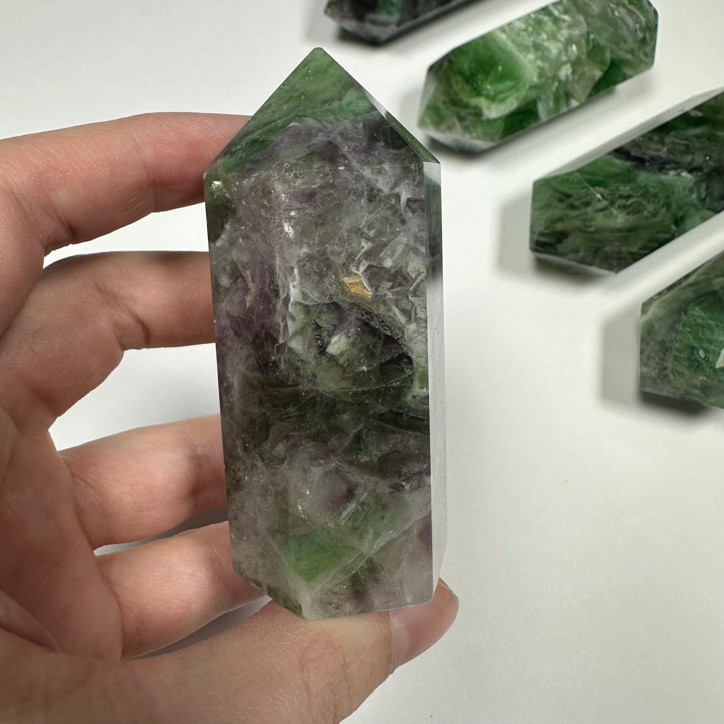 Green & Purple Fluorite tower (D)