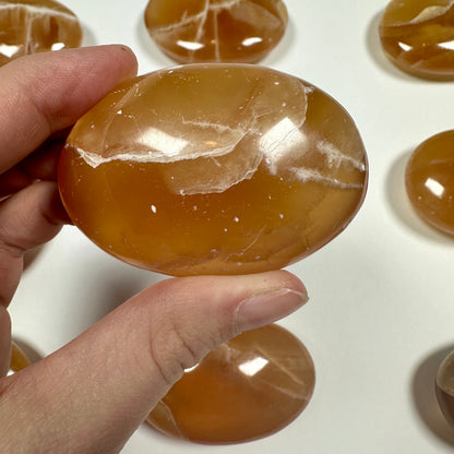 Honey Calcite Palm Stone (C)
