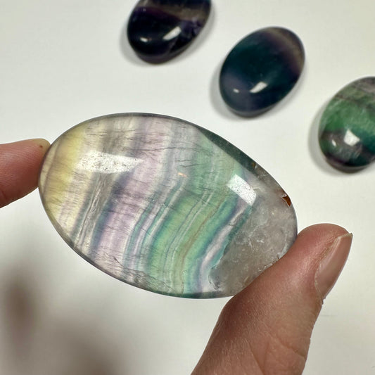 Rainbow fluorite palm stone (A)