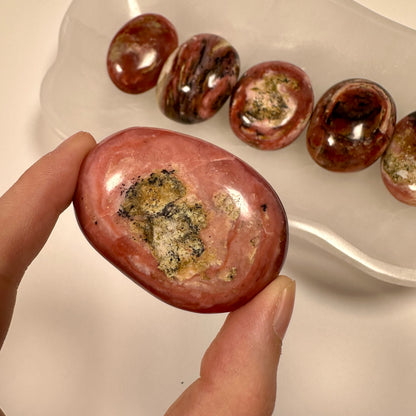 Peruvian Strawberry Pink Opal Palm Stone (E)