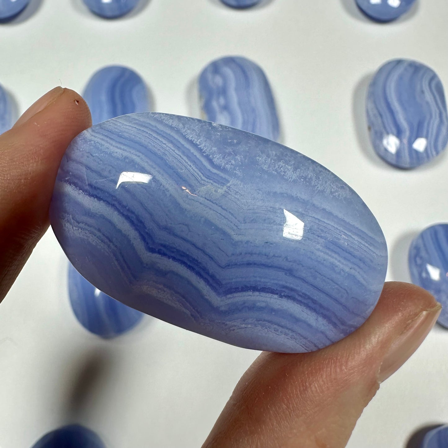 Blue Lace Agate Palm Stone (C)