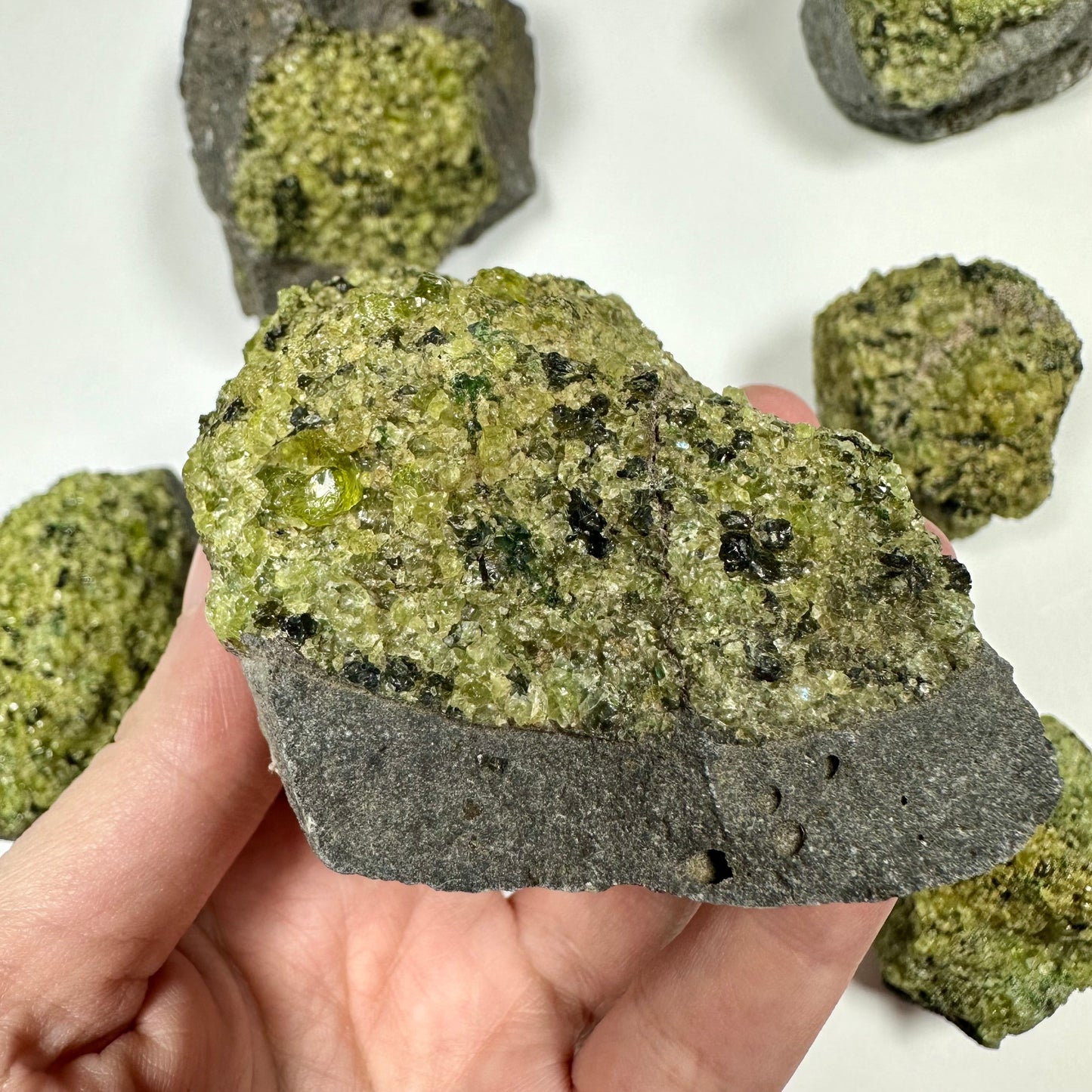 Peridot Cluster on Basalt (D)
