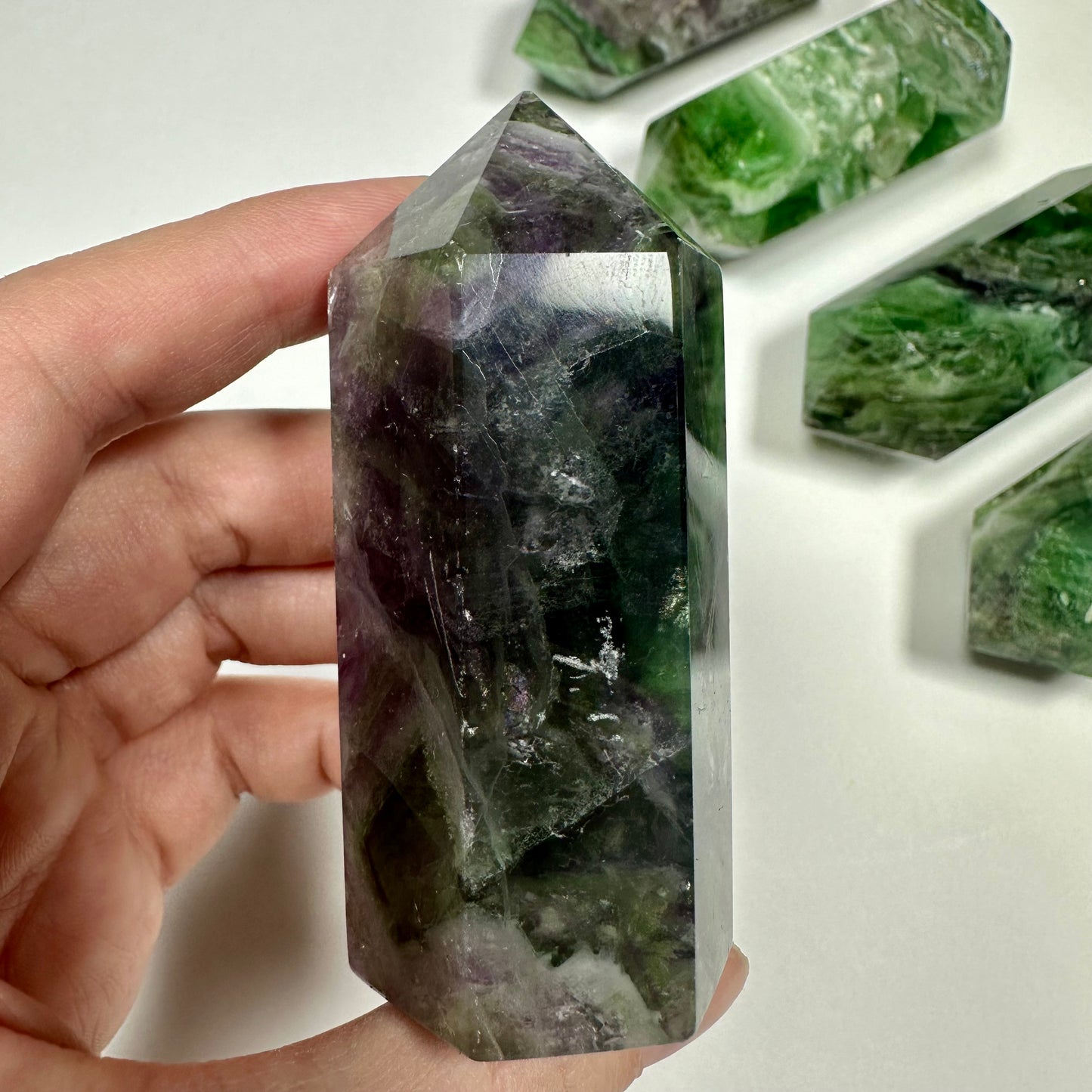 Green & Purple Fluorite tower (E)