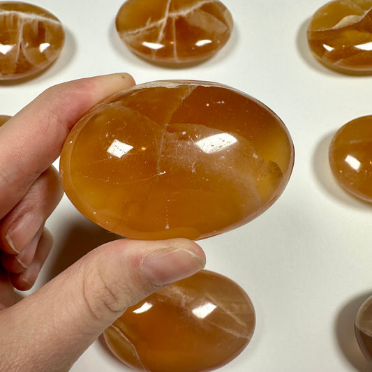 Honey Calcite Palm Stone (C)