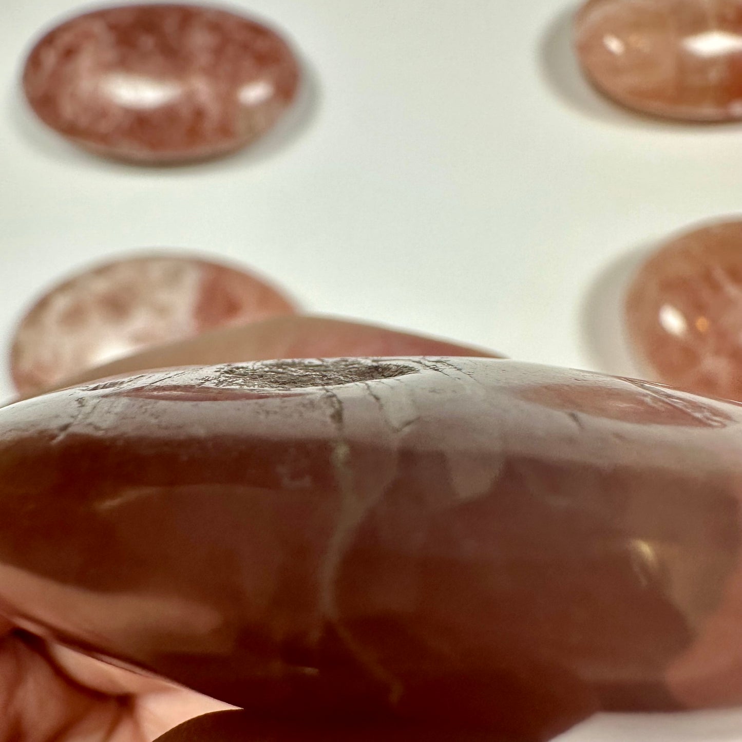 Rose Calcite Palm Stone (D)