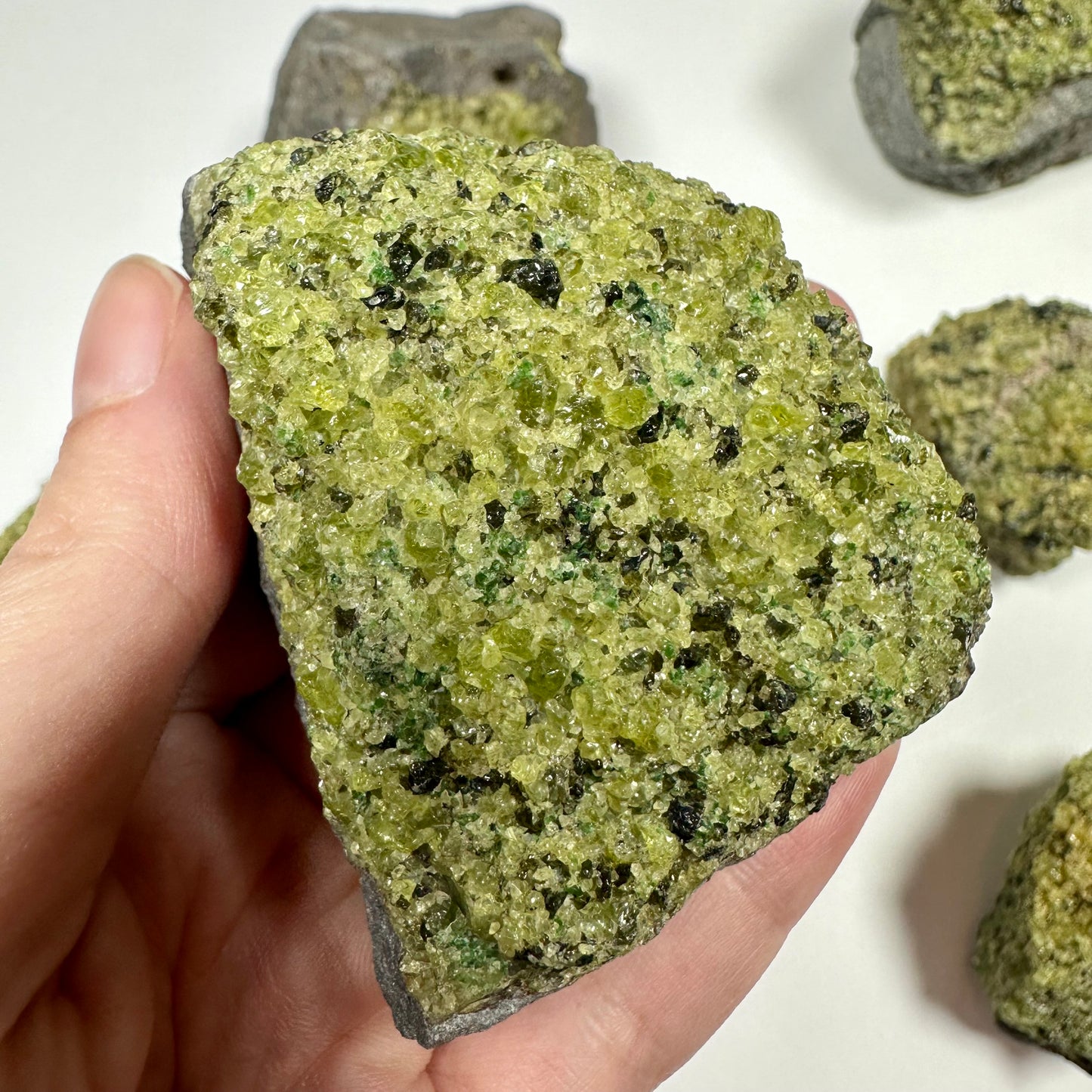 Peridot Cluster on Basalt (C)